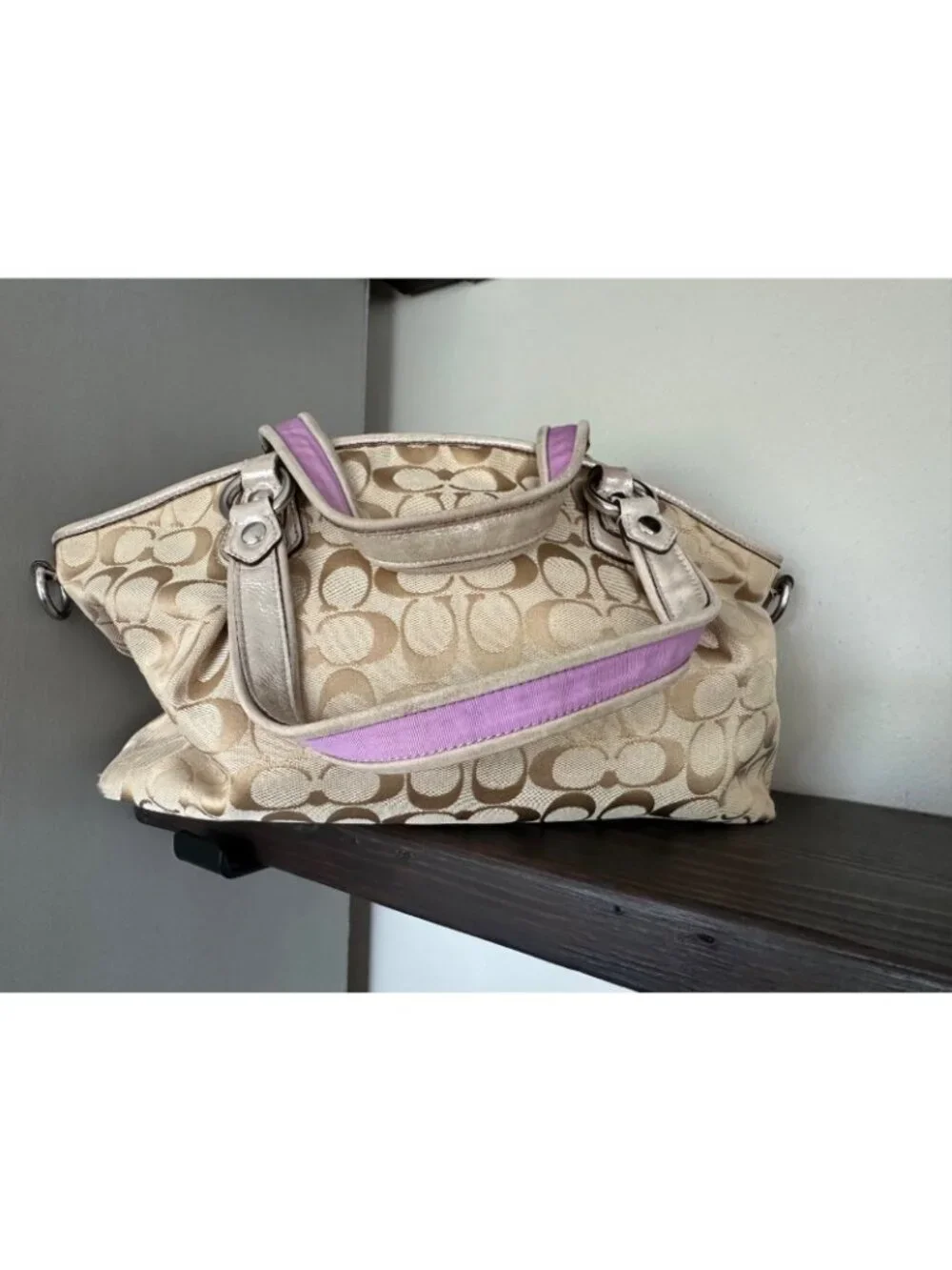 COACH Vintage Poppy Petal Signature Shoulder Bag Purse Y2K 2000s